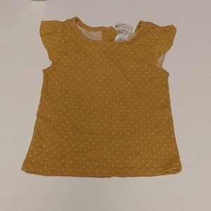 3/$25 Little Lass light mustard yellow and white polka dot t shirt short…